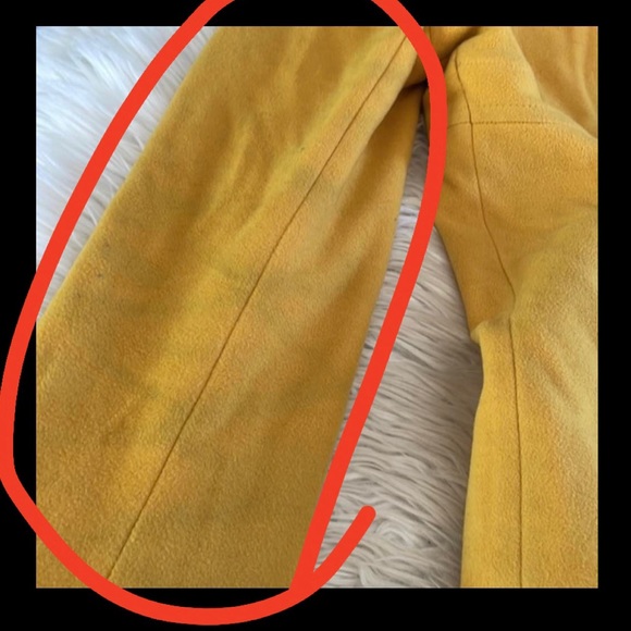 DKNY yellow pea coat tench soft winter cold single breasted elegant coat size 8 - Picture 15 of 16